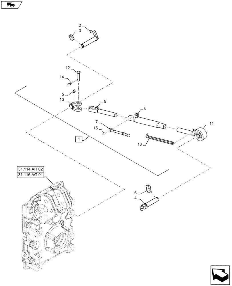 Схема запчастей Case IH MAXXUM 125 - (37.120.AA[03]) - VAR - 331970 - CAT 2 FLEXIBLE LINKS - TOP LINK - C7395 (37) - HITCHES, DRAWBARS & IMPLEMENT COUPLINGS