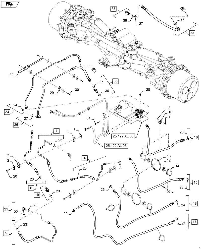 Схема запчастей Case IH MAGNUM 280 - (41.200.AT[07]) - CVT - STEERING SYSTEM - SUSPENDED CNH AXLE CL 4.75 (41) - STEERING