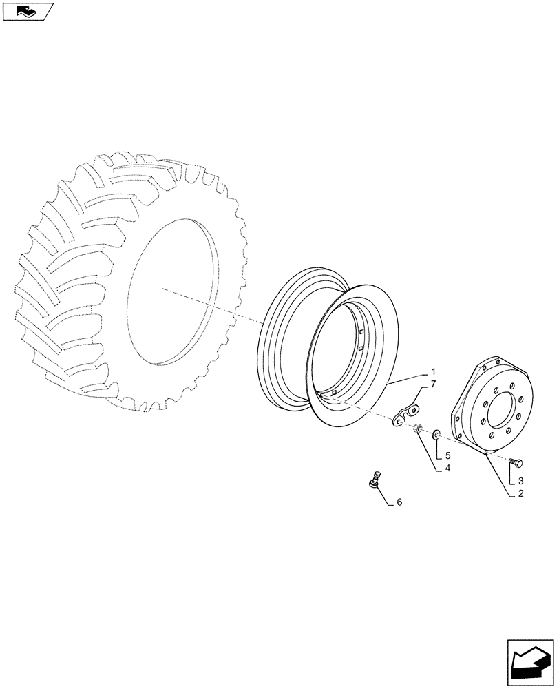 Схема запчастей Case IH MAXXUM 110 - (44.511.AG[01]) - VAR - 8235904, 8235901, 8236401,8236904, 8240402, 8240404, 8840402 - FRONT WHEELS (44) - WHEELS