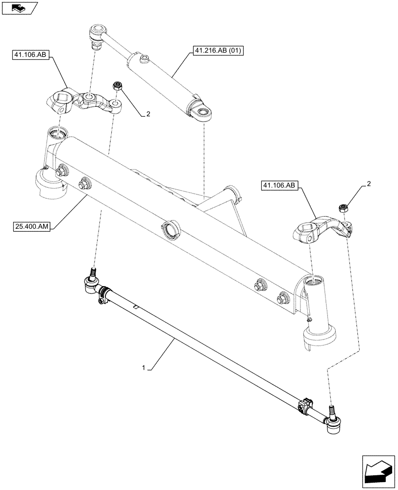 Схема запчастей Case IH FARMALL 85C - (41.106.AC) - VAR - 330581 - 2WD FRONT AXLE, ADJUSTMENT ROD (41) - STEERING