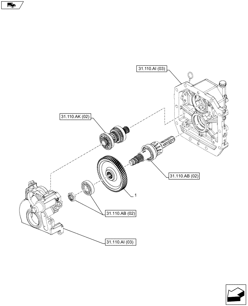 Схема запчастей Case IH FARMALL 85C - (31.110.AR[02]) - VAR - 743565 - PTO 540 RPM, HYDRAULIC, DRIVING GEAR (31) - IMPLEMENT POWER TAKE OFF