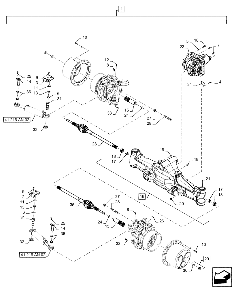 Схема запчастей Case IH MAGNUM 315 - (25.100.AD[10]) - VAR - 420277, 429199 CNH FRONT AXLE, CLASS 5 (25) - FRONT AXLE SYSTEM