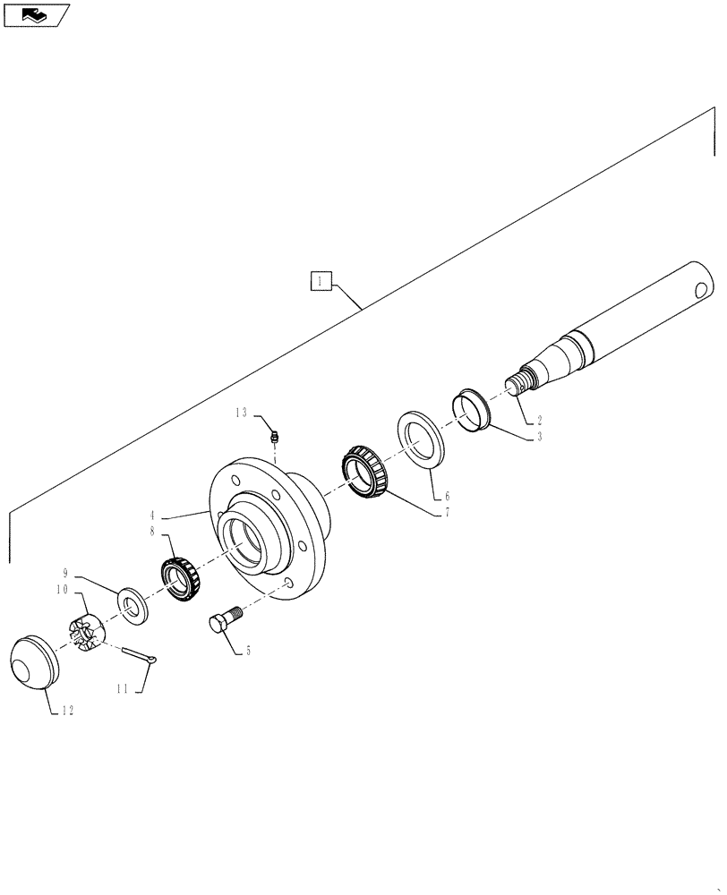 Схема запчастей Case IH 500T - (44.901.AB[01]) - HUB SPINDLE ASSY H615-11 (44) - WHEELS