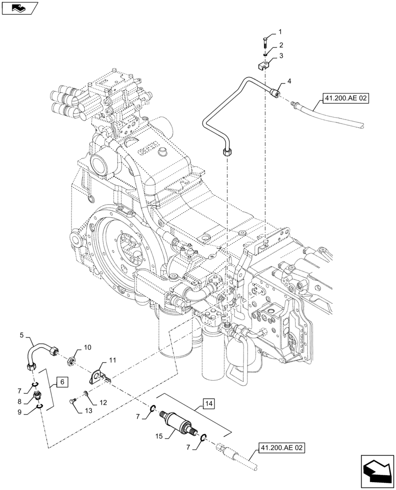 Схема запчастей Case IH MAXXUM 120 - (41.200.AE[06]) - HYDROSTATIC STEERING WITH 80 L/MIN FD PUMP FOR SPS - DELIVERY LINES (41) - STEERING