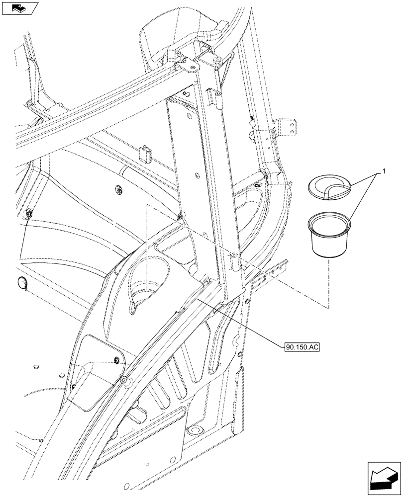 Схема запчастей Case IH FARMALL 85C - (90.151.AB) - VAR - 334180, 334181, 334182, 334183, 334184, 334185, 744588 - ASH TRAY, W/ CAB (90) - PLATFORM, CAB, BODYWORK AND DECALS