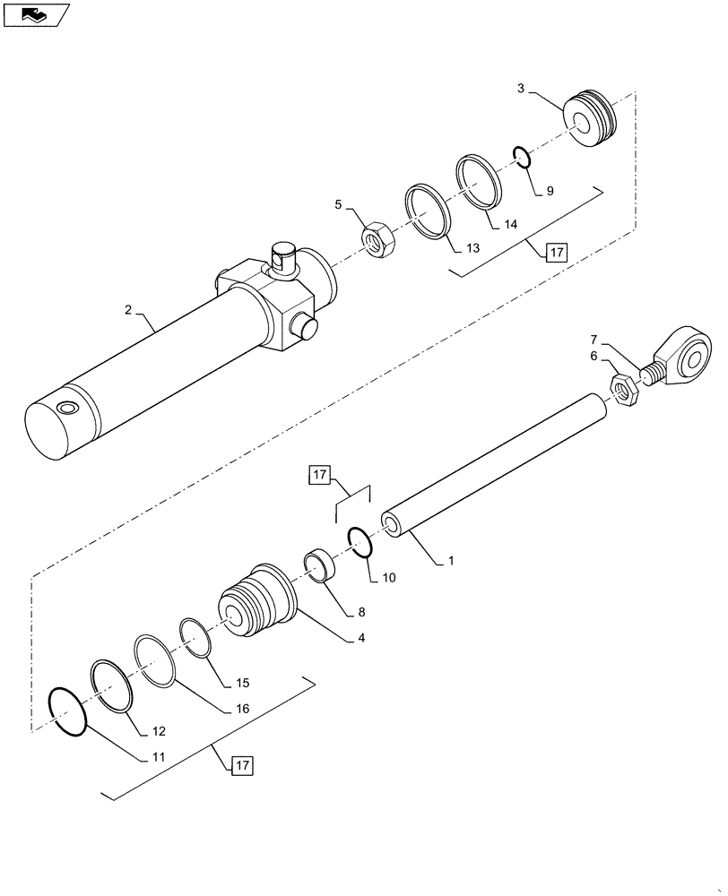 Схема запчастей Case IH 4025 - (41.216.AN[02]) - STEERING HYDRAULIC CYLINDER (41) - STEERING