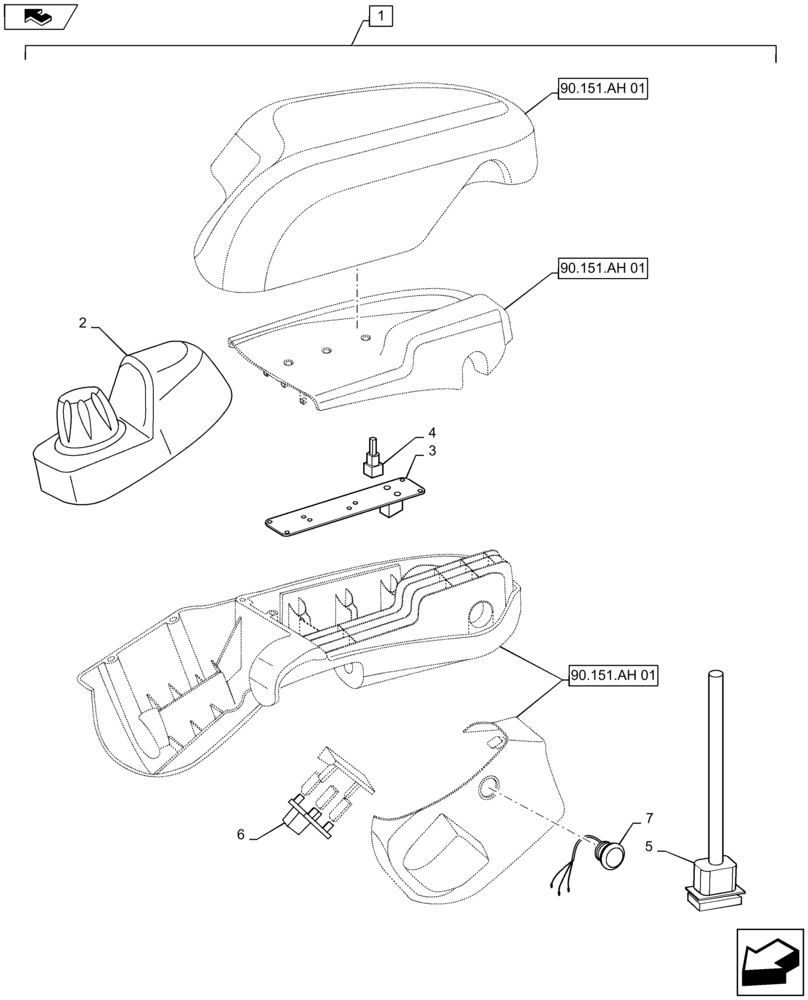 Схема запчастей Case IH MAXXUM 110 - (55.512.CS[05]) - COMMAND ARM FOR EDC LESS RADAR - BREAKDOWN (55) - ELECTRICAL SYSTEMS