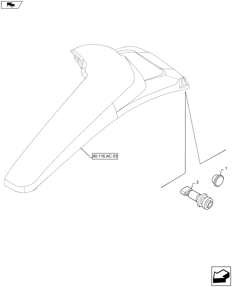 Схема запчастей Case IH MAXXUM 120 - (55.048.AD[01]) - VAR - 330803, 332803 + STD - REAR FENDERS PTO SWITCH (55) - ELECTRICAL SYSTEMS