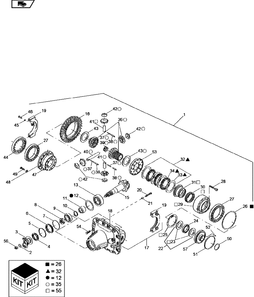 Схема запчастей Case IH MAGNUM 340 - (25.102.AD[07]) - VAR - 420277, 429199 DANA DIFFERENTIAL, CLASS 5 (25) - FRONT AXLE SYSTEM