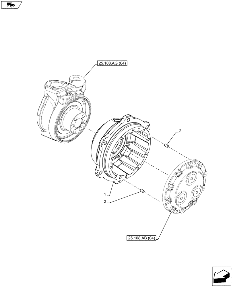 Схема запчастей Case IH FARMALL 85C - (25.108.AN[04]) - VAR - 338323 - 4WD FRONT AXLE, HUB, W/HYDRAULIC DIFFERENTIAL LOCK AND BRAKE (HEAVY DUTY) (25) - FRONT AXLE SYSTEM