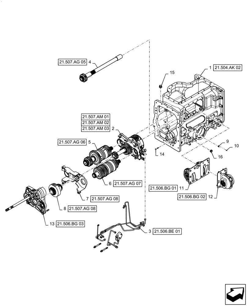 Схема запчастей Case IH MAGNUM 340 - (21.504.AK[01]) - TRANSMISSION - CVT - MAIN HOUSING ASSY. (21) - TRANSMISSION