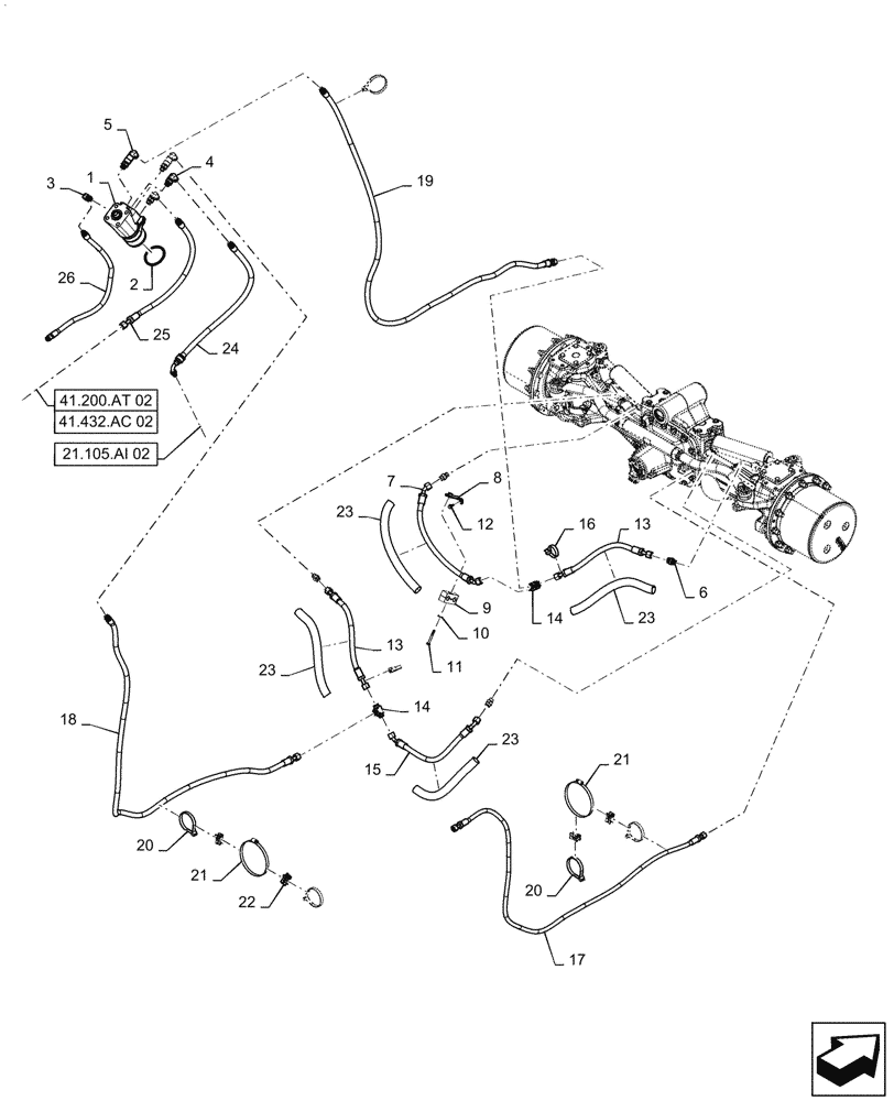 Схема запчастей Case IH MAGNUM 260 - (41.200.AT[01]) - STEERING SYSTEM, MFD-MAGNUM 235,260,290,315 (41) - STEERING