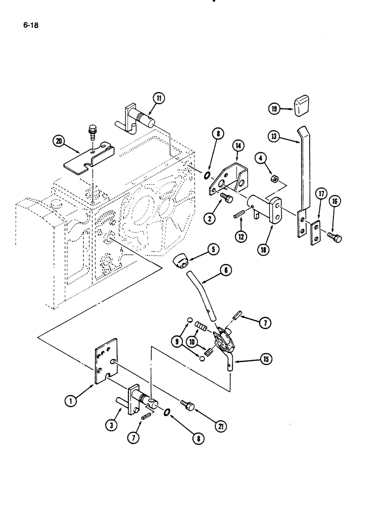 Схема запчастей Case IH 235 - (6-18) - RANGE SHIFT LINKAGE, PTO SHIFT LINKAGE, HYDROSTATIC TRANSMISSION (06) - POWER TRAIN