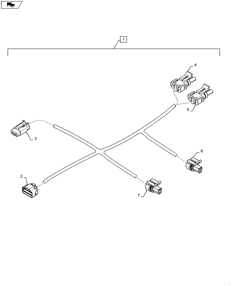 Схема запчастей Case IH 1265 - (55.635.AH[02]) - PNEUMATIC DOWN PRESSURE AIR SUPPLY HARNESS (55) - ELECTRICAL SYSTEMS