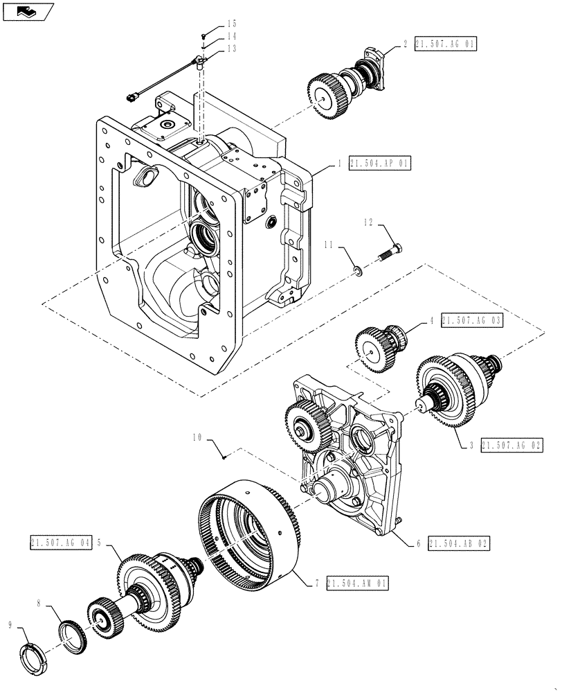 Схема запчастей Case IH MAGNUM 340 - (21.504.AB[01]) - TRANSMISSION - CVT - FRONT COVER ASSY (21) - TRANSMISSION