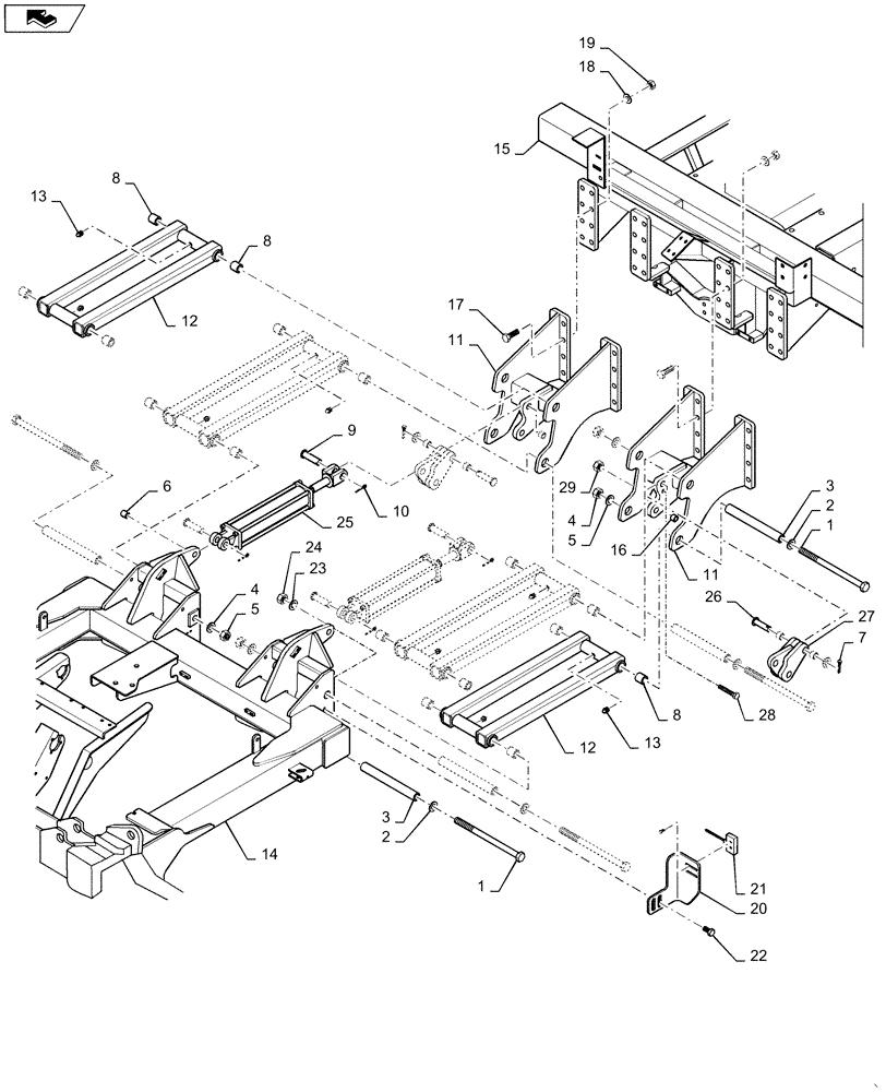 Схема запчастей Case IH 4025 - (39.100.AB[02]) - MAIN FRAME TO REAR FRAME (39) - FRAMES AND BALLASTING