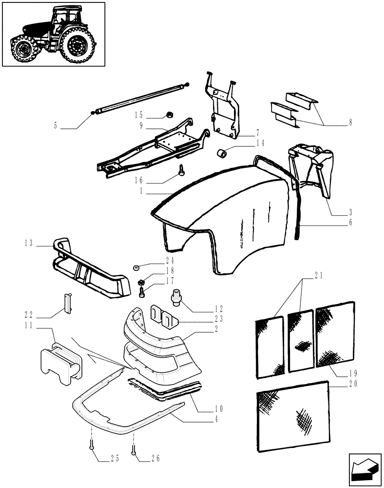 Схема запчастей Case IH JX95 - (1.83.0[01]) - HOODS (08) - SHEET METAL