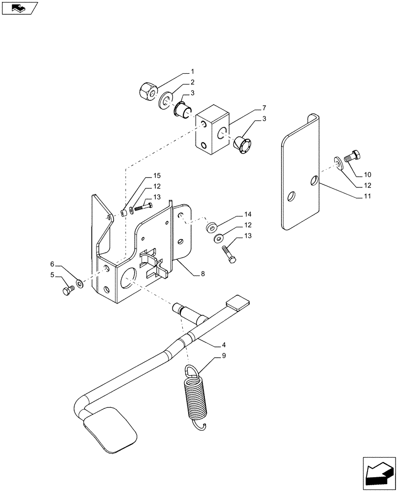 Схема запчастей Case IH PUMA 170 - (33.202.0301[01A]) - EXHAUST BRAKE - PEDAL AND ASSOCIATED PARTS (VAR.743040) - D9033 (33) - BRAKES & CONTROLS