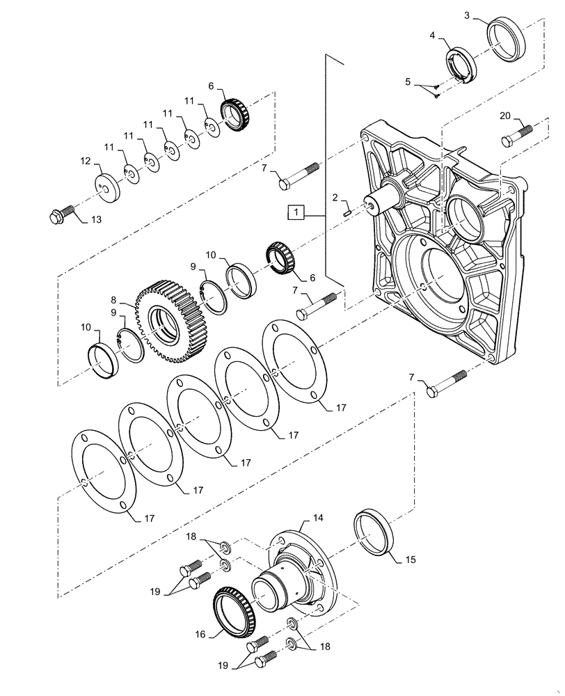 Схема запчастей Case IH MAGNUM 380 - (21.504.AB[02]) - VAR - 429334, 429335 - TRANSMISSION - CVT - FRONT COVER MOUNTING (21) - TRANSMISSION