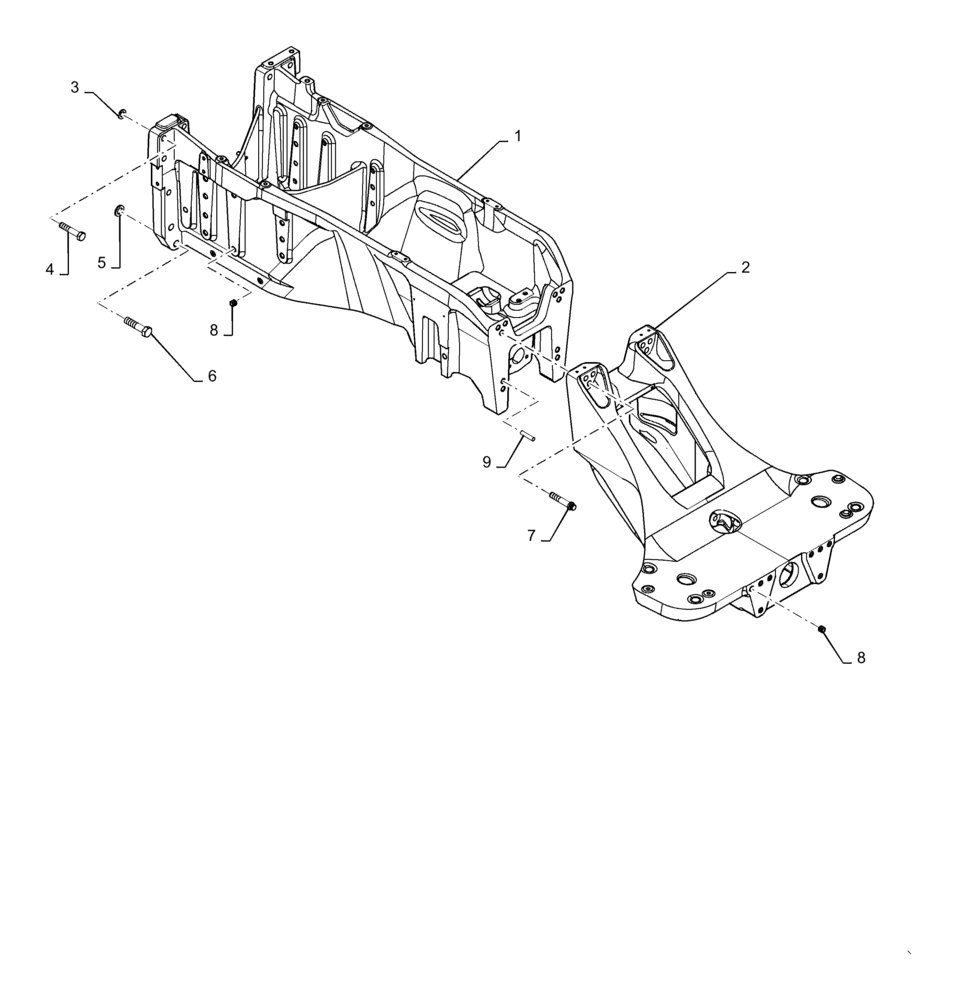 Схема запчастей Case IH MAGNUM 235 - (39.100.AY[02]) - FRONT FRAME AND FRAME EXTENSION - SUSPENDED AXLES (39) - FRAMES AND BALLASTING