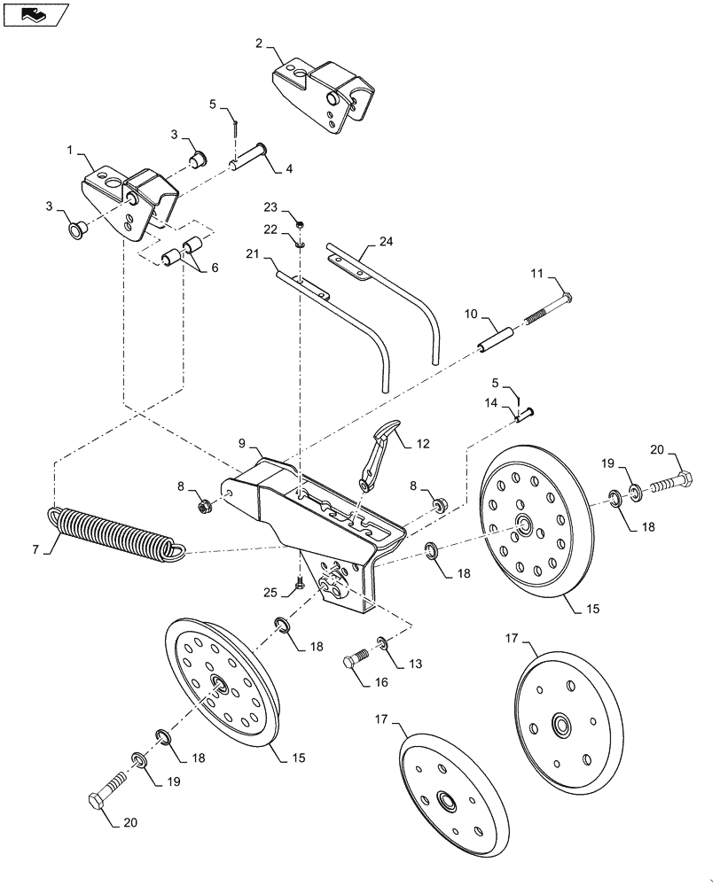 Схема запчастей Case IH 4025 - (77.105.AB[01]) - PRESS WHEEL ASSEMBLY, 16 AND 20 DEGREE (77) - SEEDING/PLANTING