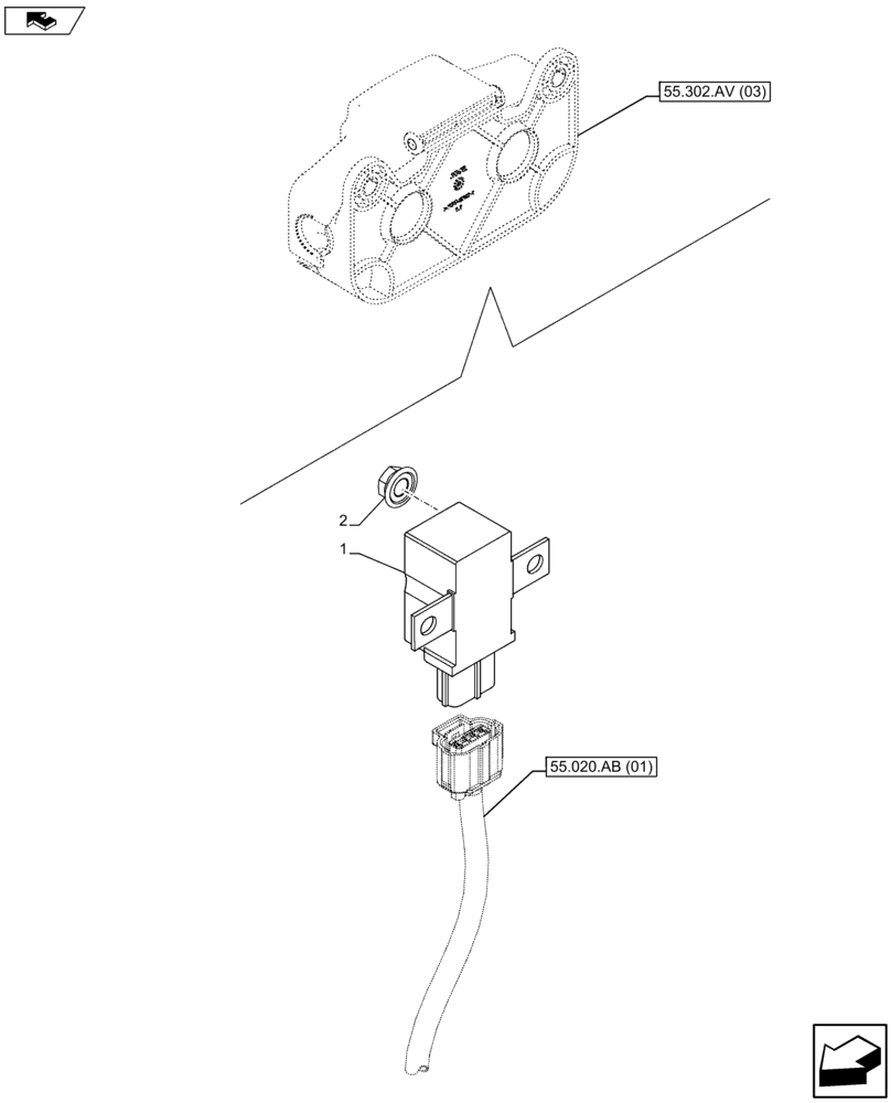 Схема запчастей Case IH FARMALL 105U - (55.020.AB[05]) - VAR - 330798 - ELECTRIC SYSTEM CONTROL (55) - ELECTRICAL SYSTEMS