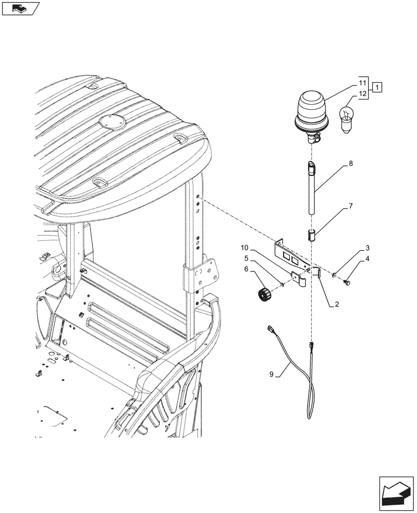 Схема запчастей Case IH FARMALL 85C - (55.404.AC[04]) - VAR - 743586 - ROTARY BEACON, W/O CAB - ISO (55) - ELECTRICAL SYSTEMS