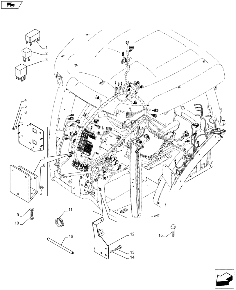 Схема запчастей Case IH MAXXUM 140 - (55.100.DO[02]) - VAR - 330515, 330520, 743816, 331515, 331520, 743729 + STD - CAB CABLE RELATIVE PARTS (55) - ELECTRICAL SYSTEMS