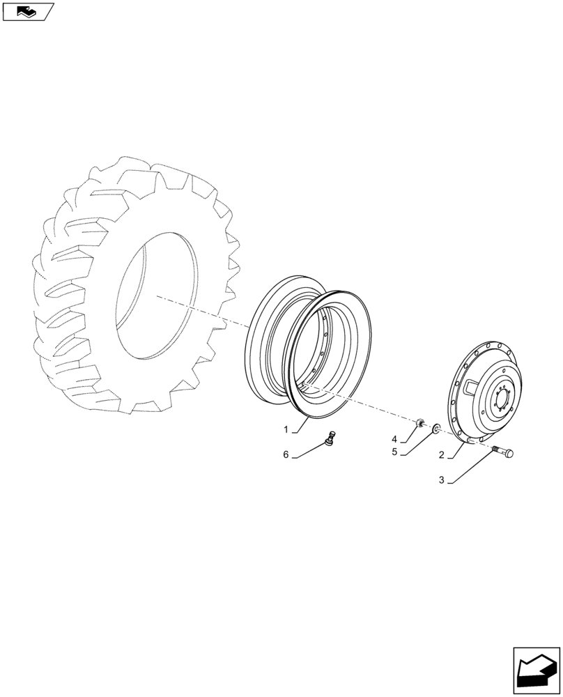 Схема запчастей Case IH MAXXUM 140 - (44.520.AF[08]) - VAR - 8333406, 8334406, 8384406 - REAR WHEELS (44) - WHEELS