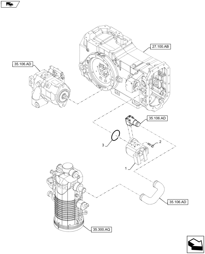 Схема запчастей Case IH MAXXUM 140 - (41.206.AA[01]) - VAR - 331836, 333836, 336835, 338835, 743744 - STEERING PUMP FOR SPS TRANSMISSION AND 113 L/MIN HYDRAULIC PUMP (41) - STEERING