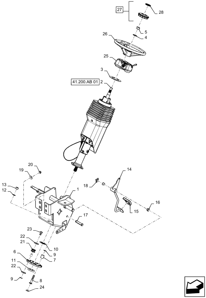 Схема запчастей Case IH MAGNUM 260 - (41.200.AA[01]) - STEERING WHEEL & COLUMN (41) - STEERING