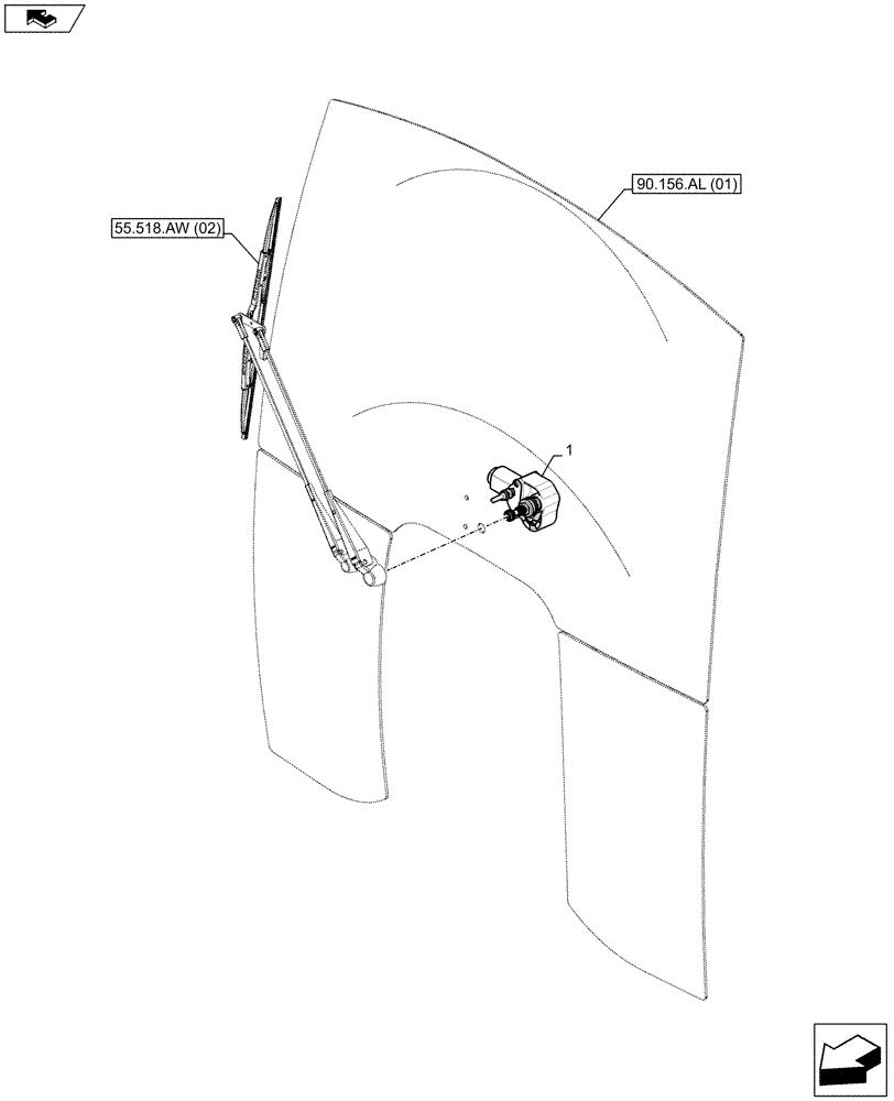 Схема запчастей Case IH FARMALL 95C - (55.518.AZ[01]) - VAR - 391606, 332606, 333606, 334179,334180, 334181, 334183, 334185, 334211, 744588, 336606 - WINDSHIELD WIPER, MOTOR (55) - ELECTRICAL SYSTEMS