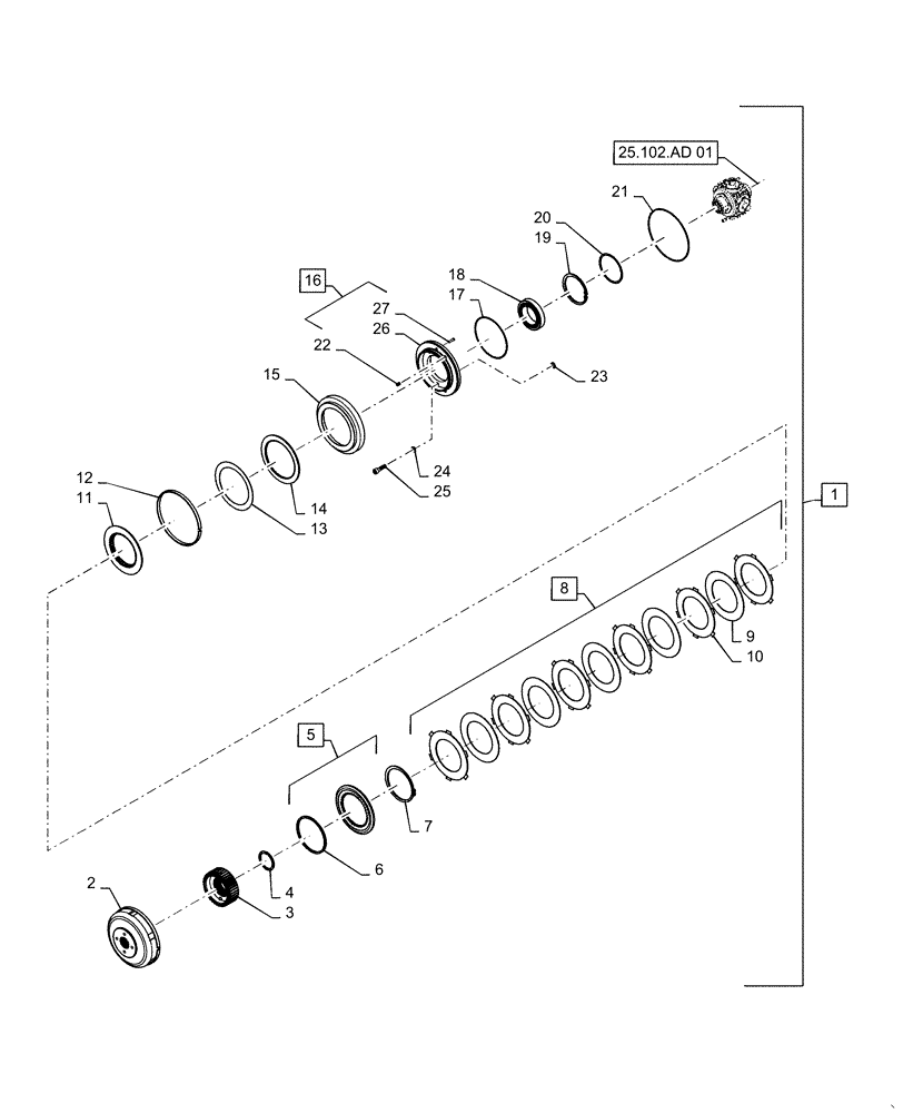 Схема запчастей Case IH MAGNUM 260 - (25.102.AD[02]) - VAR - 429286 DIFFERENTIAL, CLASS 4.5 (25) - FRONT AXLE SYSTEM