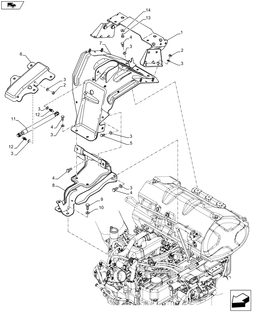 Схема запчастей Case IH FARMALL 85C - (90.102.AW) - ENGINE HOOD, SUPPORT (90) - PLATFORM, CAB, BODYWORK AND DECALS