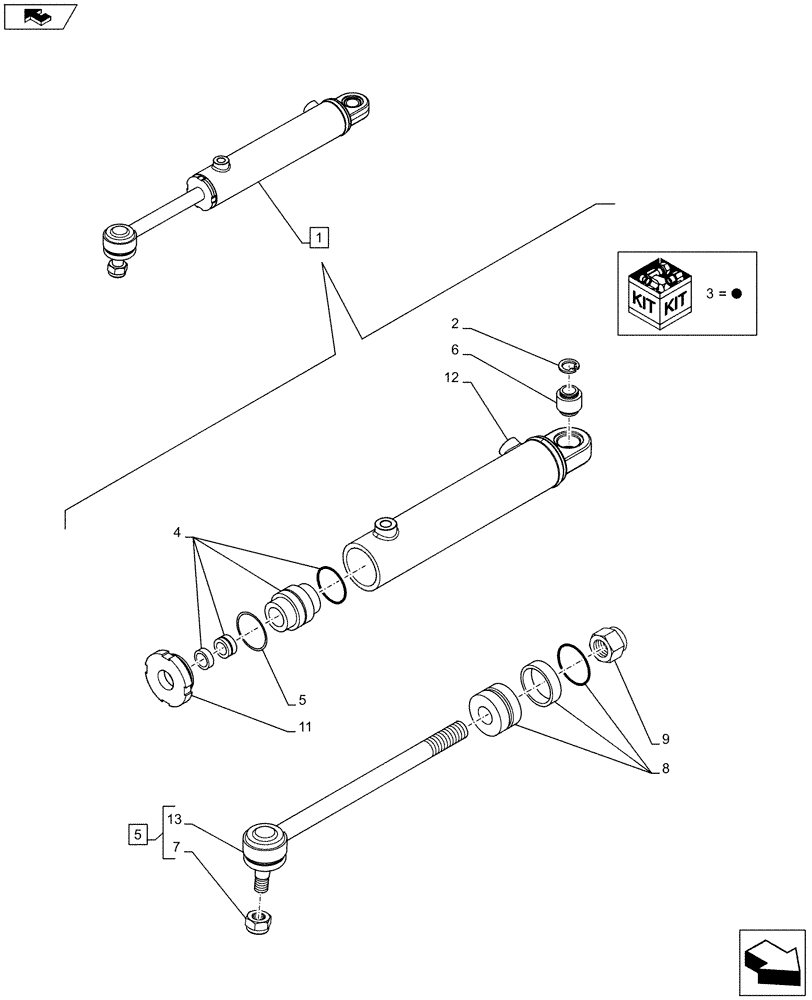 Схема запчастей Case IH FARMALL 115C - (41.216.AB[02]) - VAR - 330581 - OPERATING CYLINDER (2WD), COMPONENTS (41) - STEERING