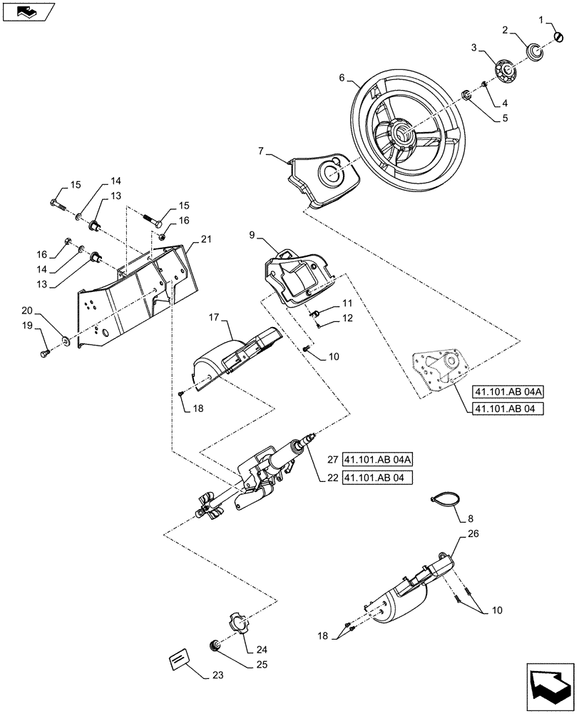 Схема запчастей Case IH MAXXUM 110 - (41.101.AB[01]) - HYDROSTATIC STEERING WHEEL AND STEERING COLUMN (41) - STEERING