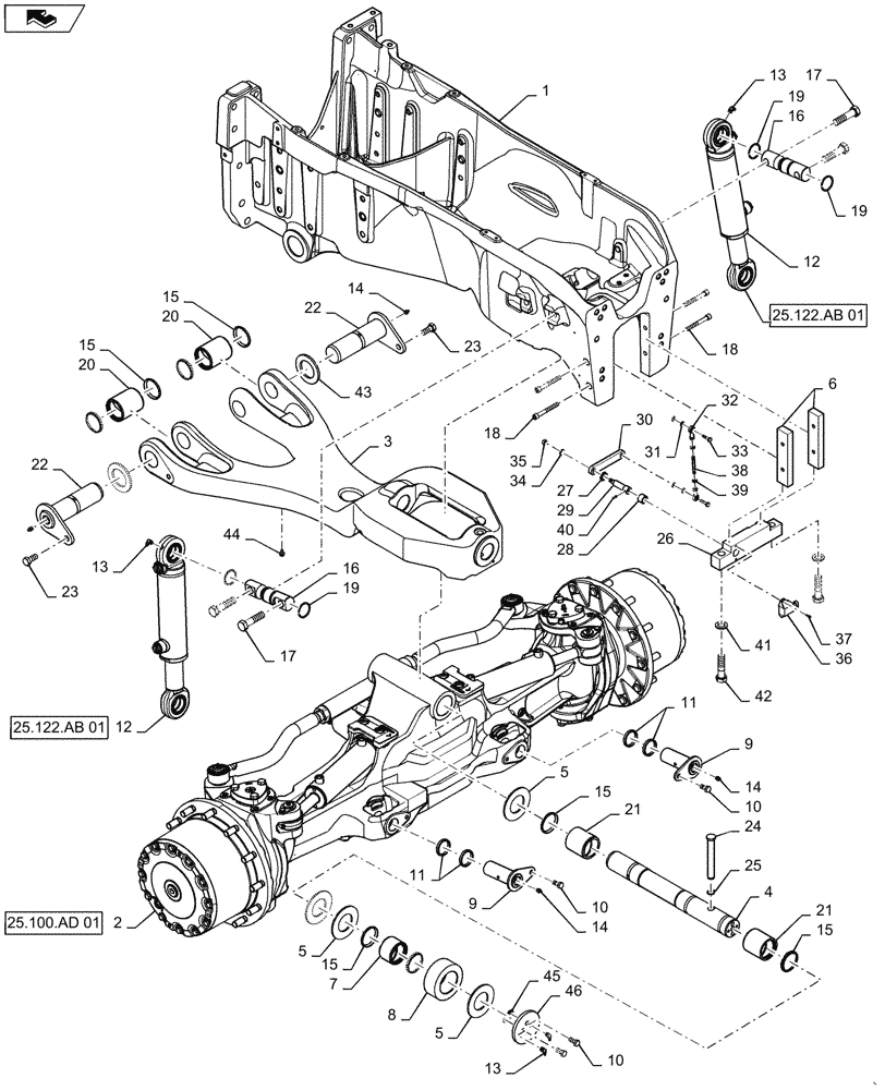 Схема запчастей Case IH MAGNUM 235 - (25.100.BB[04]) - VAR - 420228 CNH FRONT AXLE SUSPENSION, CLASS 4.75 (25) - FRONT AXLE SYSTEM