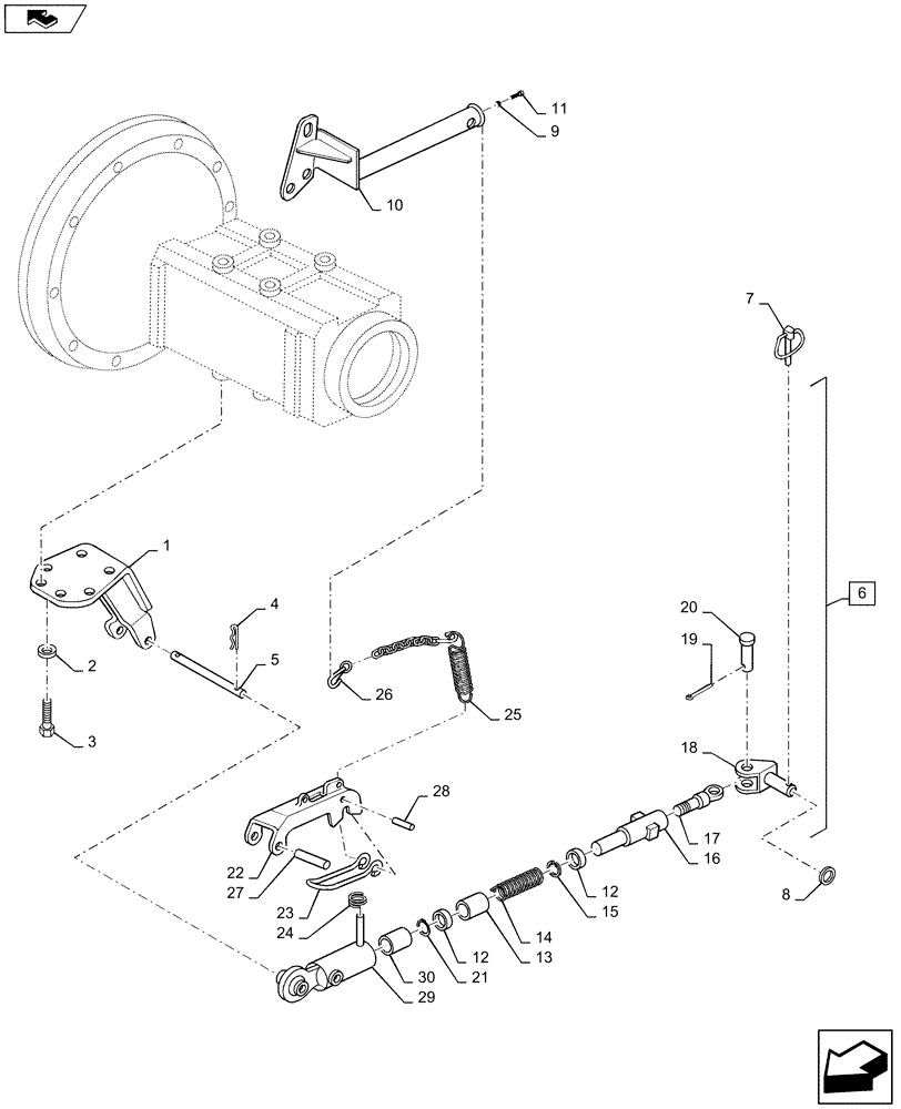 Схема запчастей Case IH MAXXUM 125 - (39.129.AC[04]) - VAR - 330949, 743697 - AUTOMATIC LINKAGE STABILIZER - C7188 (39) - FRAMES AND BALLASTING