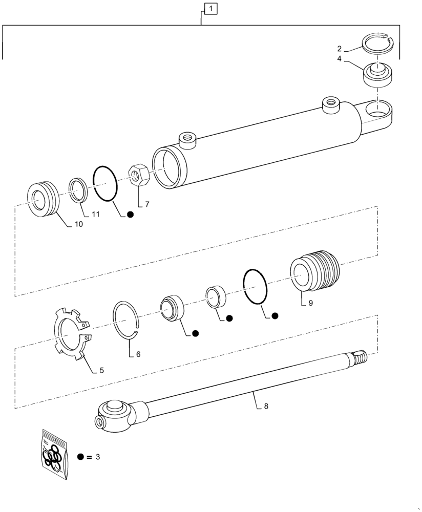 Схема запчастей Case IH MAGNUM 340 - (41.216.AN[03]) - STEERING CYLINDER ASSEMBLY, CL 4.5 AXLE (41) - STEERING