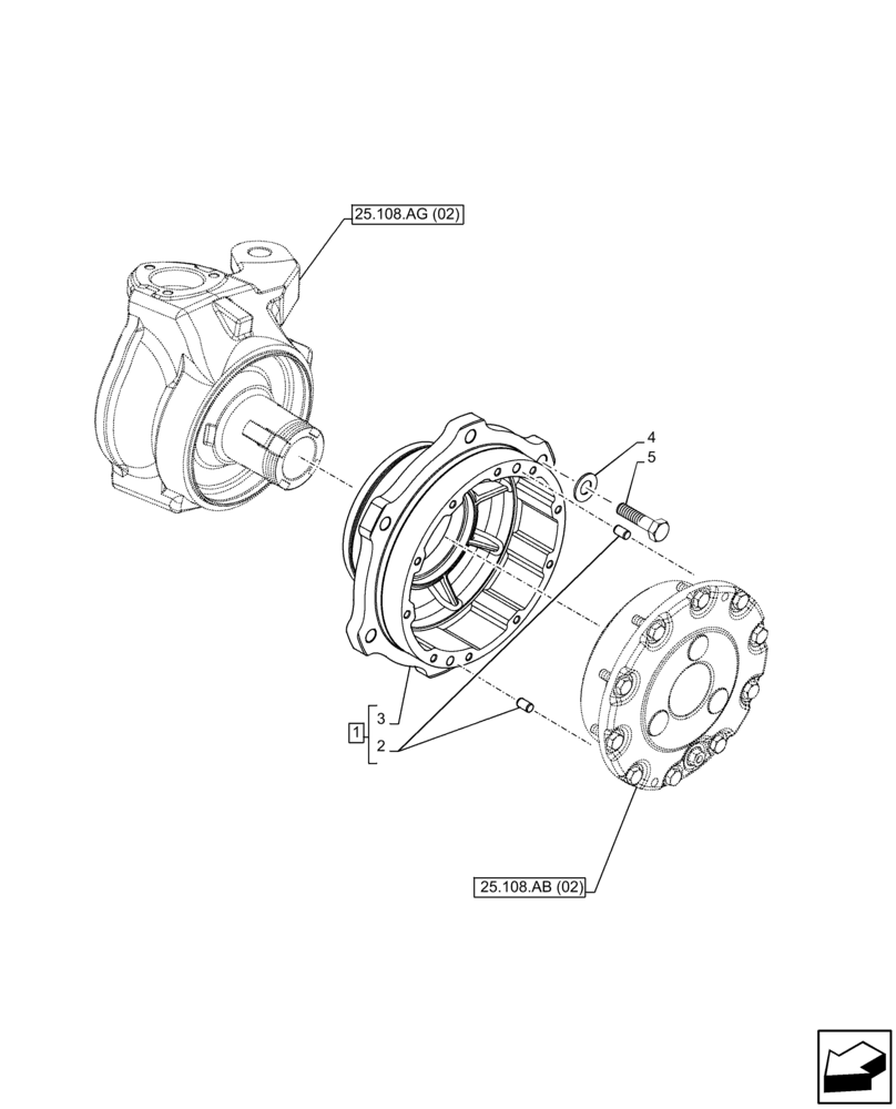 Схема запчастей Case IH FARMALL 115C - (25.108.AN[02]) - VAR - 743561 - 4WD FRONT AXLE, HUB, W/HYDRAULIC DIFFERENTIAL LOCK AND BRAKE (25) - FRONT AXLE SYSTEM