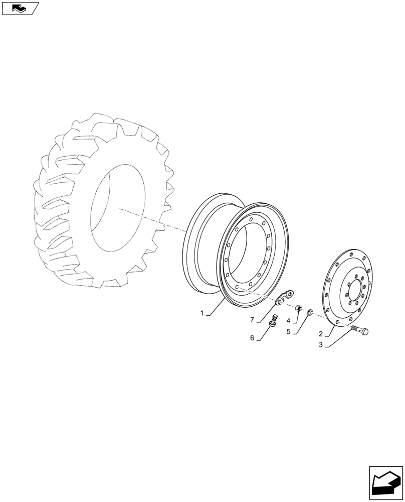 Схема запчастей Case IH MAXXUM 125 - (44.511.AG[09]) - VAR - 8859604 - FRONT WHEELS (44) - WHEELS