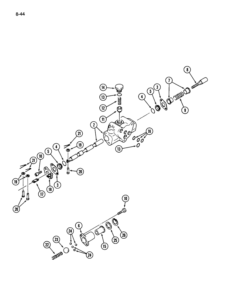 Схема запчастей Case IH 265 - (8-44) - MID HYDRAULIC LIFT CONTROL VALVE (08) - HYDRAULICS