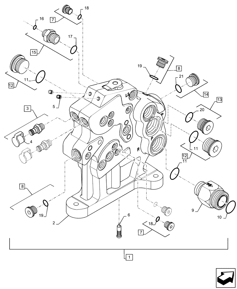 Схема запчастей Case IH MAGNUM 340 - (35.204.BV[01]) - MANIFOLD VALVE ASSY - BSN ZERF05105 (35) - HYDRAULIC SYSTEMS