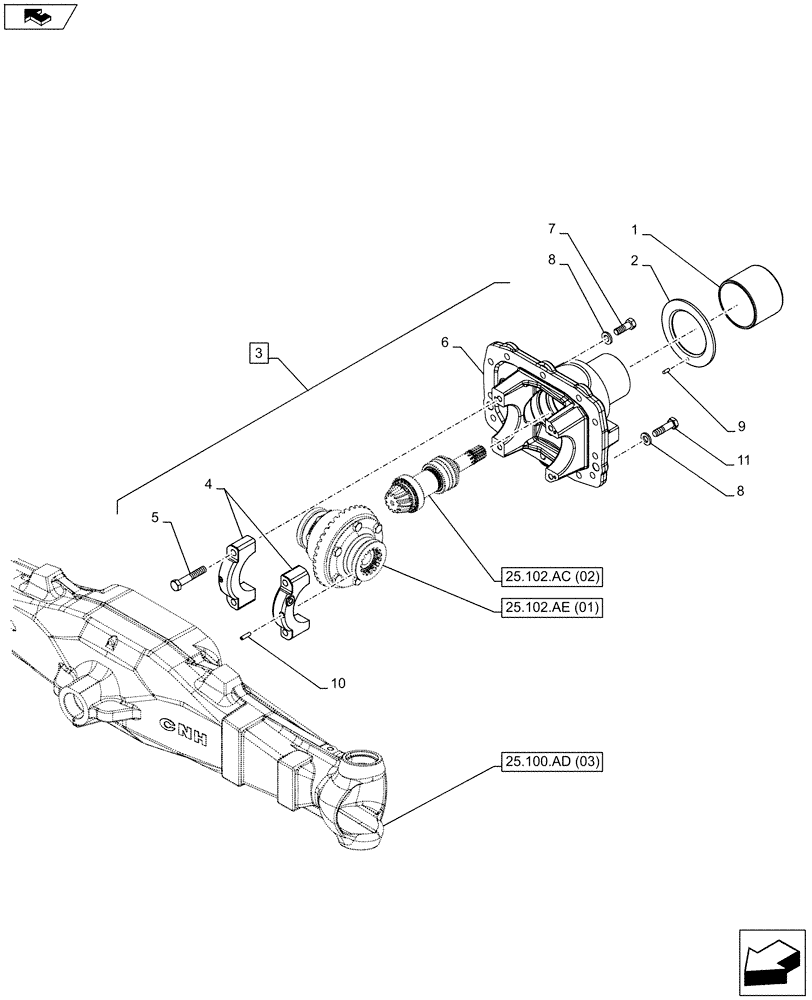 Схема запчастей Case IH FARMALL 105C - (25.102.AC[06]) - VAR - 744581 - 4WD FRONT AXLE, DIFFERENTIAL CARRIER, W/LIMITED SLIP DIFFERENTIAL (HEAVY DUTY) (25) - FRONT AXLE SYSTEM