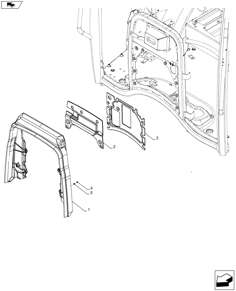 Схема запчастей Case IH FARMALL 95C - (90.105.CQ[03]) - VAR - 392315, 394315, 334187, 334188, 334190, 334191 - BULKHEAD, INSULATOR (90) - PLATFORM, CAB, BODYWORK AND DECALS