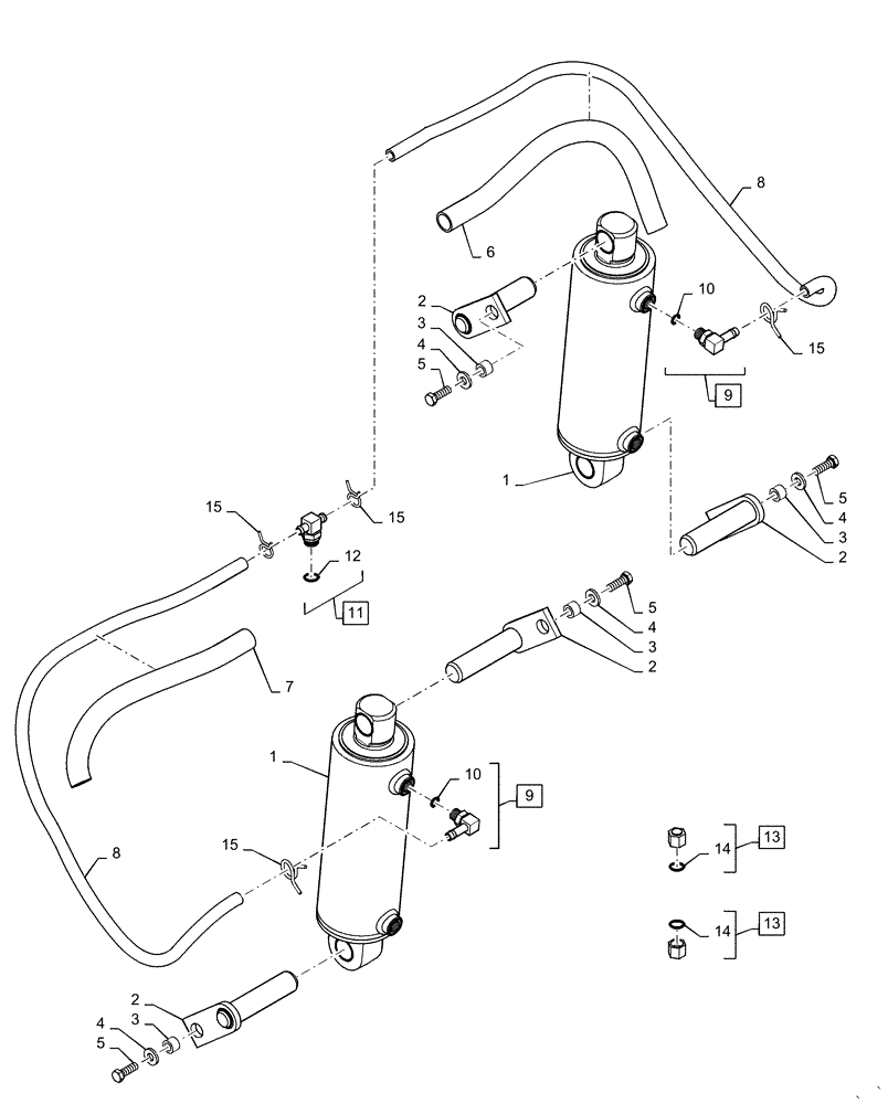 Схема запчастей Case IH MAGNUM 3154 - (35.116.AL[03]) - REAR HITCH - LIFT CYLINDER PLUMBING, 115MM (35) - HYDRAULIC SYSTEMS