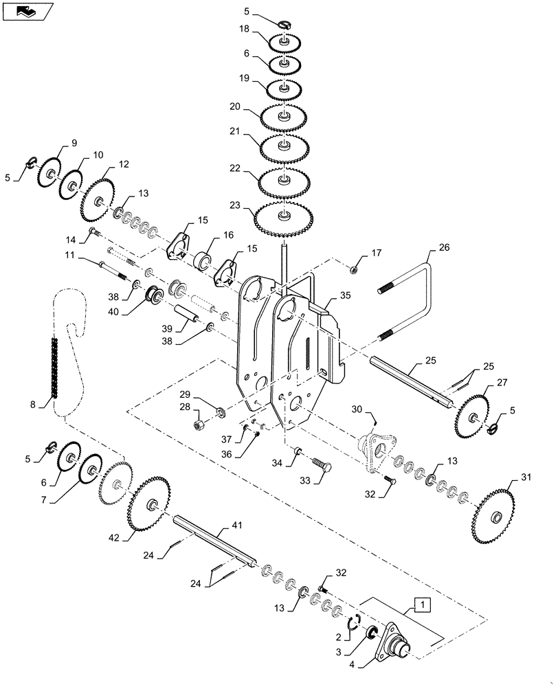 Схема запчастей Case IH 4025 - (61.901.AB[04]) - CONTACT DRIVE GAUGE WHEEL (61) - METERING SYSTEM