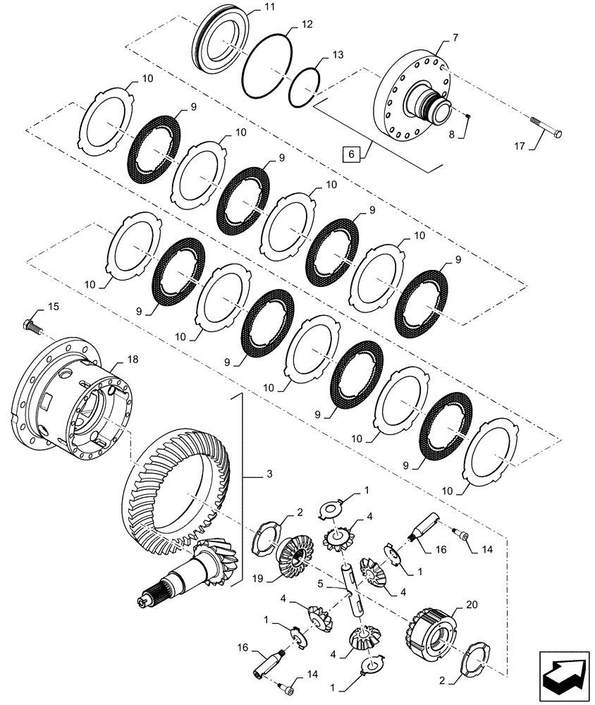 Схема запчастей Case IH MAGNUM 380 - (25.102.AD[02]) - VAR- 420277, 429199 - FRONT AXLE, DIFFERENTIAL ASSY - CL 5 (25) - FRONT AXLE SYSTEM