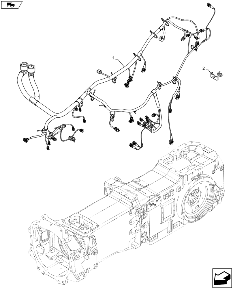 Схема запчастей Case IH MAXXUM 115 - (55.100.AX[02]) - TRANSMISSION HARNESS WITH HYDRAULIC PUMP 80 L/MIN FD (55) - ELECTRICAL SYSTEMS