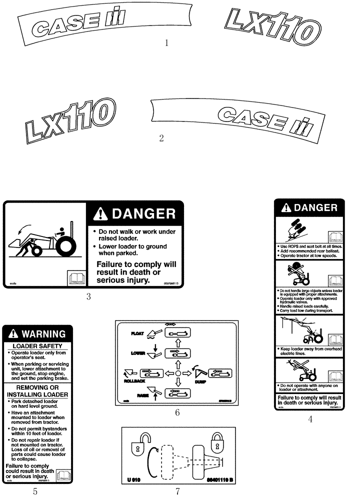 Схема запчастей Case IH LX110 - (011) - DECALS 